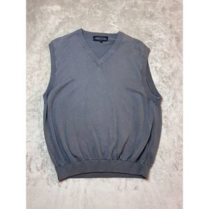 Pebble Beach Men's Medium Cotton V-Neck Golf Sweater Vest Pullover Gray